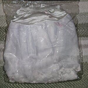 NEW! RARE! White Petticoat w/pom poms dingle balls